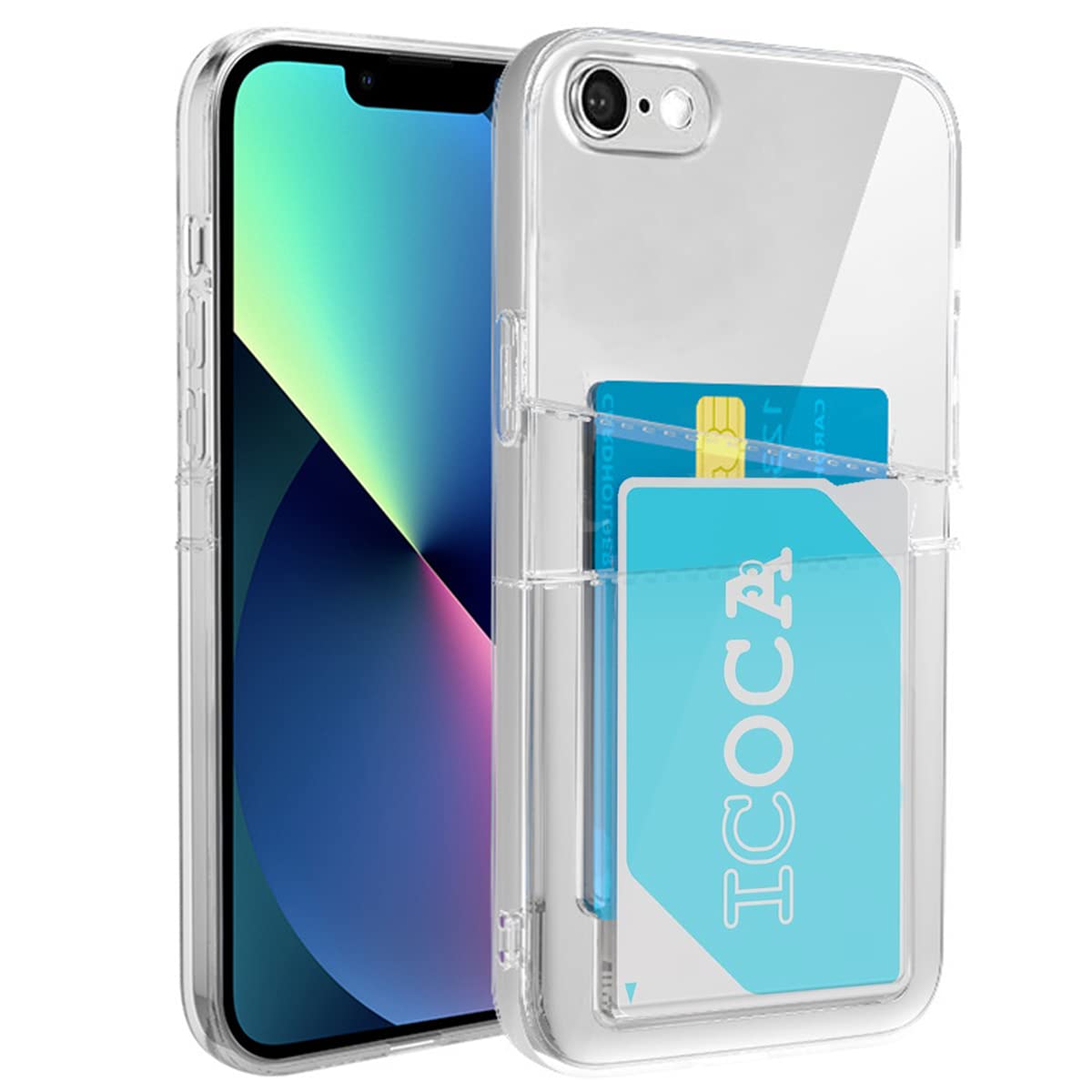 適用 iPhoneSE第3世代 iPhone 7 8 iPhoneSE第2世代 クリア ケース ストラップ 収納背面 2枚 iPhone SE 第2世代 第3世代 スマホケース 透明 iPhone SE2 カード iPhoneSE 第二世代 iPhone8 iPhoneSE2 iPhoneSE3 カバー アイホン SE 第三世代 【GoKIGIoD】 カード収納 スト