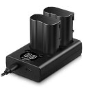 ENEGON EN-EL15C EN-EL15A EN-EL15B 互換バッテリー(2個) とスマートLEDデュアル充電器 Nikon Zf,Z8,Z7,Z6,Z5,D7500 D7000, D7100, D7200 D500, D600, D610, D750,D780 D800,D800E, D810,D850,V1など対応(現在、EN-EL15CはZ63モデルのカメラに対応しています。)(2)