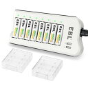 EBL 単3充電池充電器セット 8スロット充電器+単三充電池(2800mAh*8)セット 単3/単4電池 充電式 ニッケル水素/ニカド充電池に対応 単3電池充電...