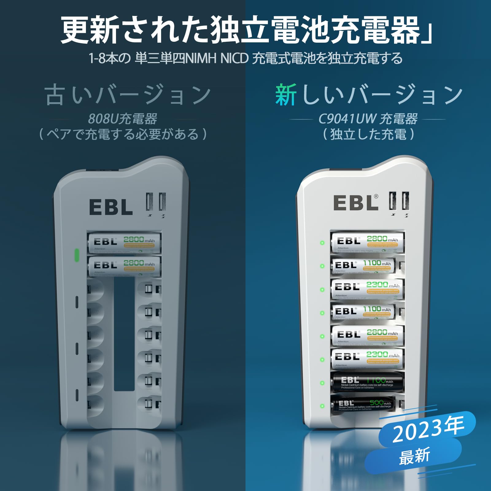 EBL単4電池 充電式 充電器セット 充電池 単4*16本パック(1100mAh) +充電器 スマホ充電可 単三 単四ニッケル水素/ニカド充電 防災電池 収納ケース付き たんよん電池充電式 thrsparkle-10071264 THRSparkle サンプル画像2