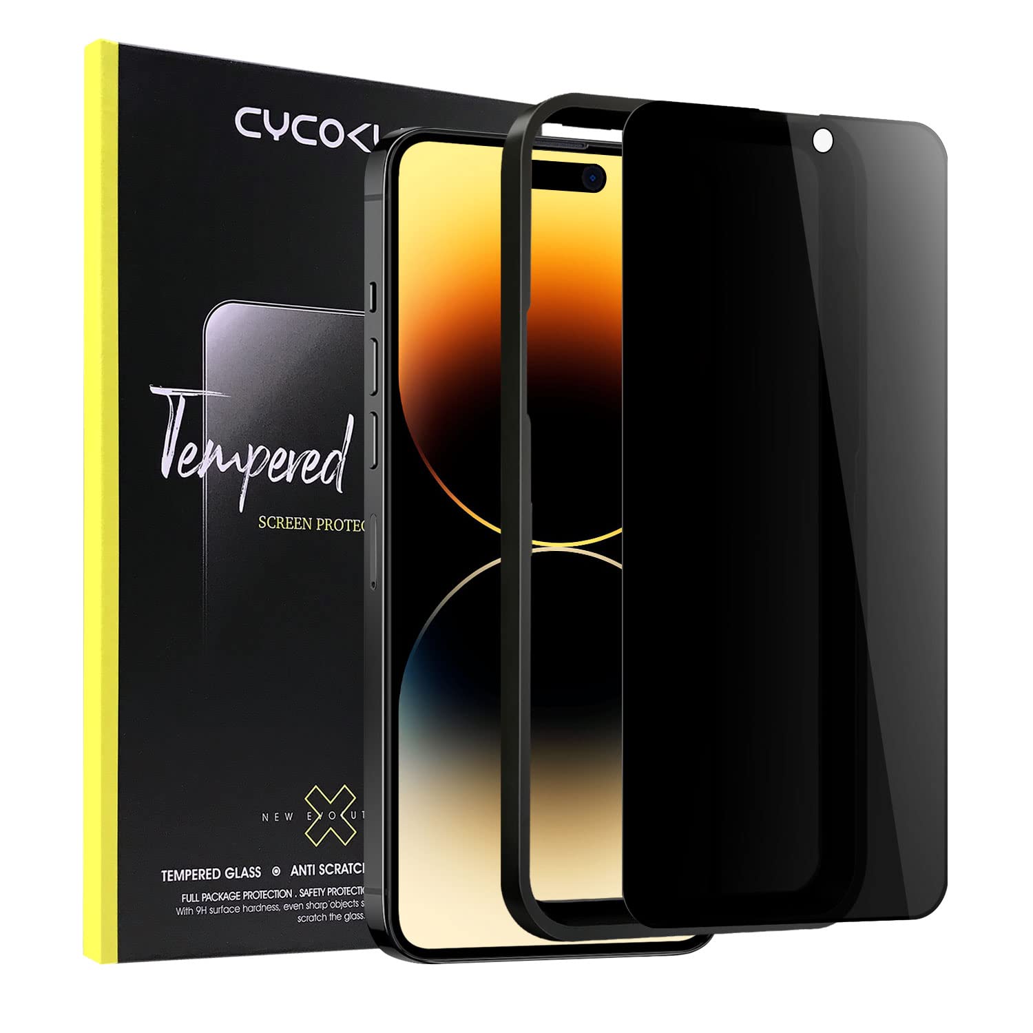 乐天商城 - iPhone14pro用（6.1インチ）ガラスフィルム 覗き見防止 【25° プライバシー保護】CYCOKLY 2.5D 全面保護 日本製素材旭硝子製 防塵 硬度 9H 指紋防止 自動吸着 気泡防止