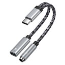 ChrisPow タイプC イヤホン変換 アダプタ USB Type-C to 3.5mm イヤホンしながら充電 15cm DACチップ PD20W急速充電 4...