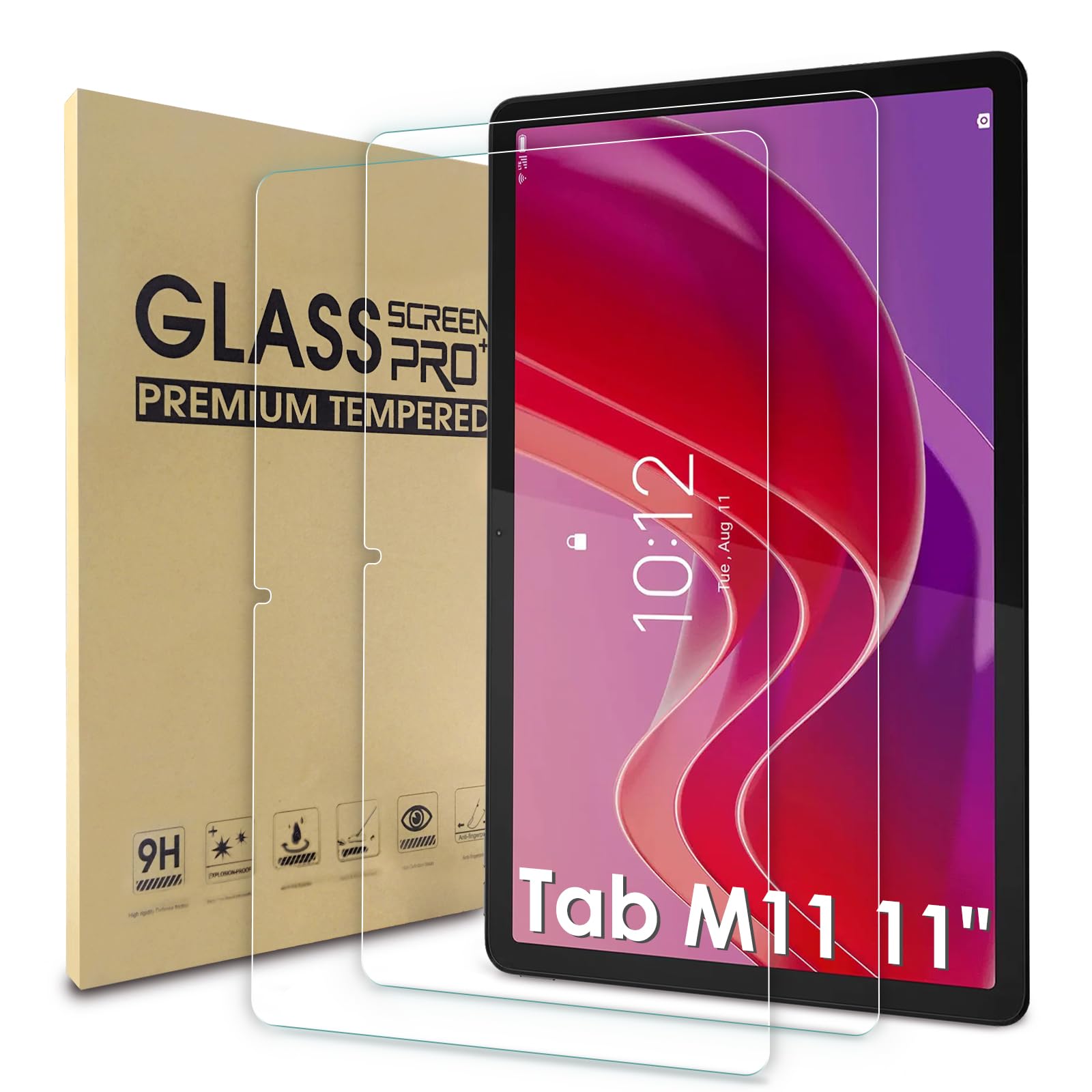 WD&CD Lenovo Tab B11/M11/K11 10.95インチ 対応 ガラスフィルム [2枚] 強化ガラス 画面保護フィルム レノボ Lenovo Tab M11 対応 液晶保護フィルム 硬度9H 高透過率 飛散防止 耐衝撃 指紋防止 気泡ゼロ 自動吸着 貼り付け簡単(2)