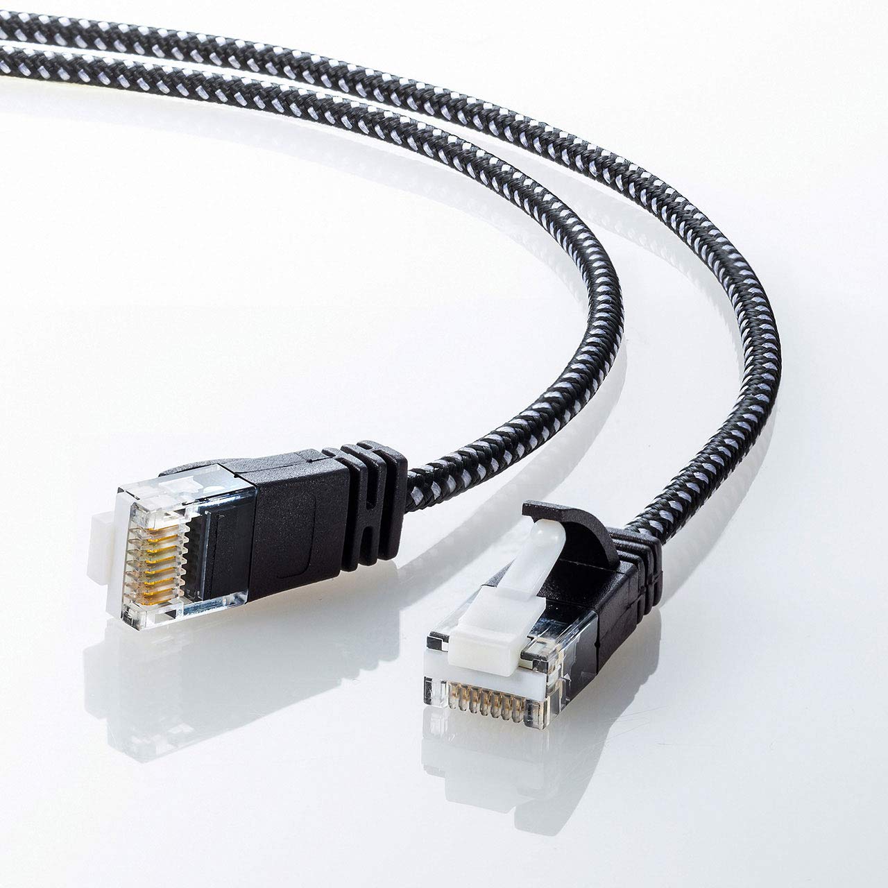 Rakuten - サンワサプライ CAT6A細径メッシュLANケーブル (10m) 10Gbps/500MHz RJ45 ツメ折れ防止 ブラック&ホワイト KB-T6AME-10BKW