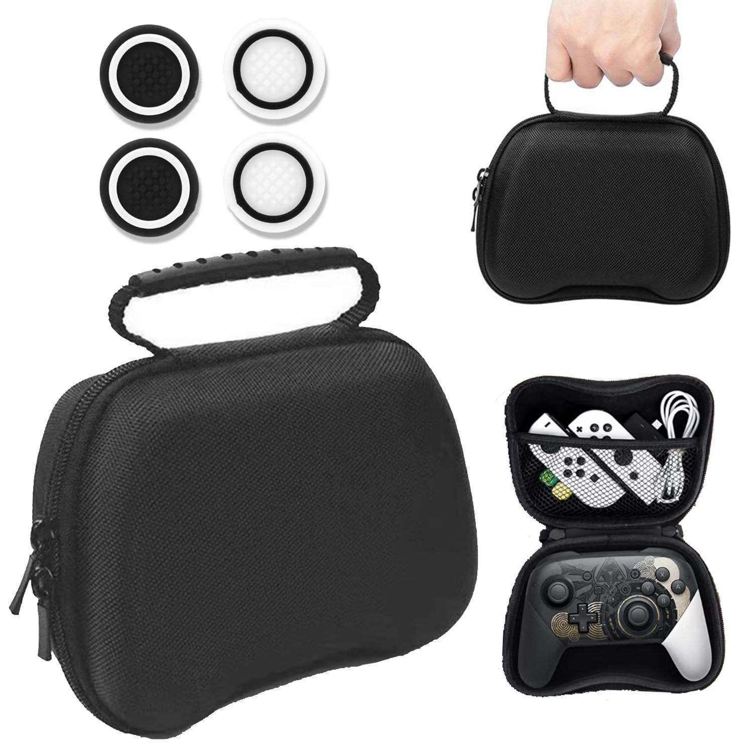 LIKENNY コントローラー収納ケース コントローラー スティックカバー PS5対応/PS4対応/Xbox対応/Switch対応 専用収納ケース 耐衝撃 傷つけ防止 防水防塵 持ち運び便利 保護カバー 収納バッグ (ブラック)