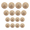 ブレザー ボタン 16個セット 直径15mm/20mm/25mm メタルボタン 交換 補修 学生服/スーツ/コートなど 洋服用 アクセサリー DIY 手作り (ゴールド)