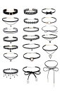 YFFSFDC チョーカー ネックレス 黒 20点セット シンプル おしゃれ レディース choker リボン作り 花のレース 伸縮タイプ ペンダント付き 首輪...