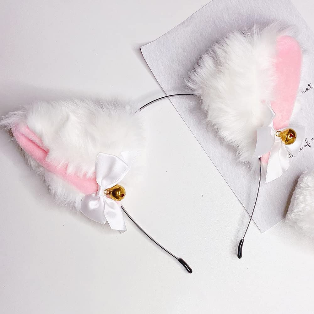 [YFFSFDC] 猫耳 カチューシャ 2色セット 鈴付き リボン付き かわいい ねこ耳 ね 黒...