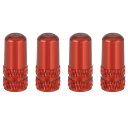 YFFSFDC 自転車 仏式 バルブキャップ 4個セット アルミ合金製 タイヤ バルブ キャップ アルミバルブキャップ フレンチバルブ ロードバイク ドレスアップ 仏式バルブ用 (レッド)