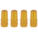 YFFSFDC 自転車 仏式 バルブキャップ 4個セット アルミ合金製 タイヤ バルブ キャップ アルミバルブキャップ フレンチバルブ ロードバイク ドレスアップ 仏式バルブ用 (ゴールド)