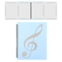 楽譜ファイル 4ページ展開 A4サイズ 10枚で40面収納 譜面 作曲 レッスン ファイル 5色 書き込みできる 反射しない 見開き ピアノ 電子ピアノ アクセサリー (ブルー)
