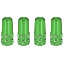 YFFSFDC 自転車 仏式 バルブキャップ 4個セット アルミ合金製 タイヤ バルブ キャップ アルミバルブキャップ フレンチバルブ ロードバイク ドレスアップ 仏式バルブ用 (グリーン)