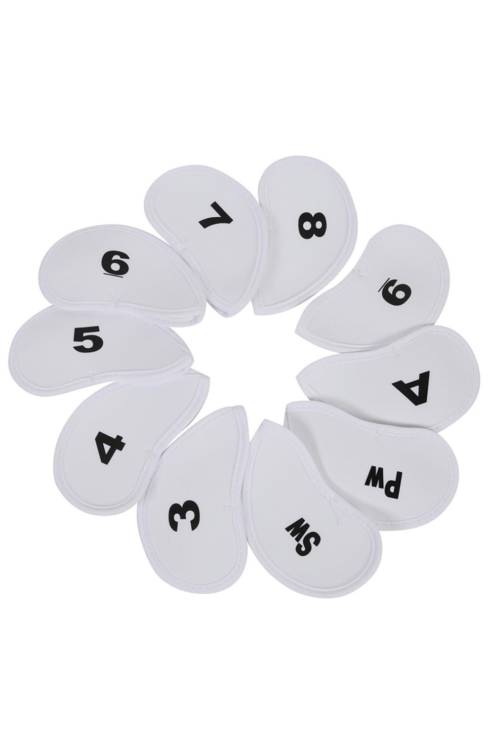 YFFSFDC ゴルフアイアンカバー ヘッドカバー 10枚入り(3〜9、A、Pw、Sw)番号 保護カバー 白