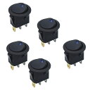 YFFSFDC 5個 LEDロッカースイッチ12V 20AラウンドトグルSPST 3ピンオンオフボタン ミニ丸い イッチボートカートラックボートロッカー等コントロール用(LEDランプブルー)