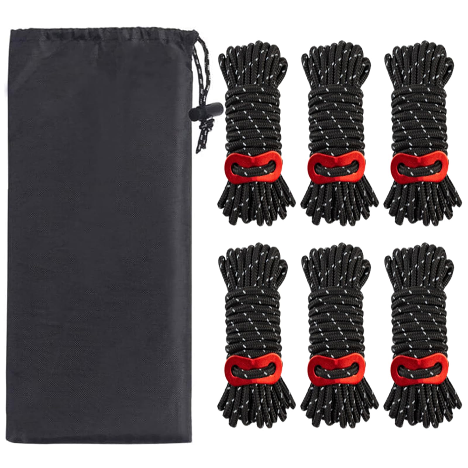 YFFSFDC テントロープ 6本セット 4mm * 4m 耐荷重260kg ガイロープ パラコード ロープ ガイライン ター..