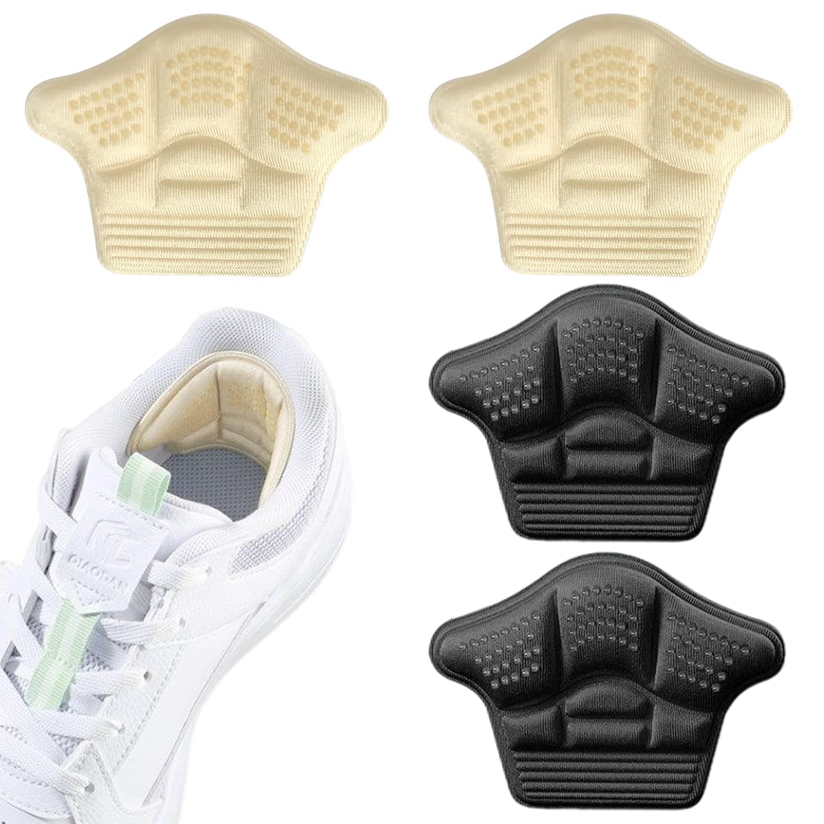 YFFSFDC かかとパッド 肌の色/黒 パカパカ防止 靴ずれ防止 滑り止め サイズ調整 革靴 スニーカー 靴擦れ防止 かかと 踵保護 かかと修理 パッチ シューズ補修材 革靴 スニーカー かかと 貼るだけで簡単 肌の色/黒 2足セット