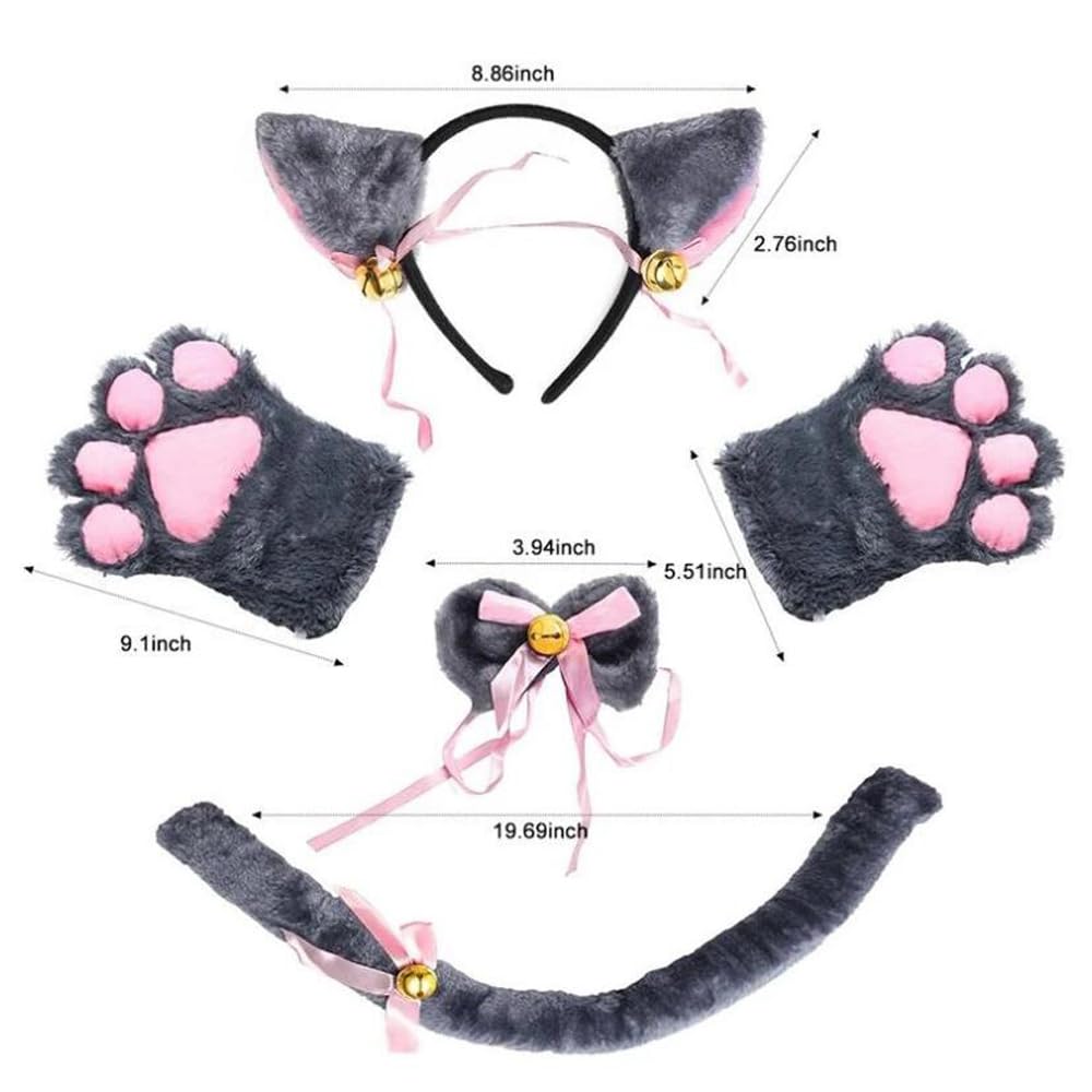 [YFFSFDC] 猫耳カチューシャ ねこ コスチューム 4点セット コスプレ 小物 チョーカ...