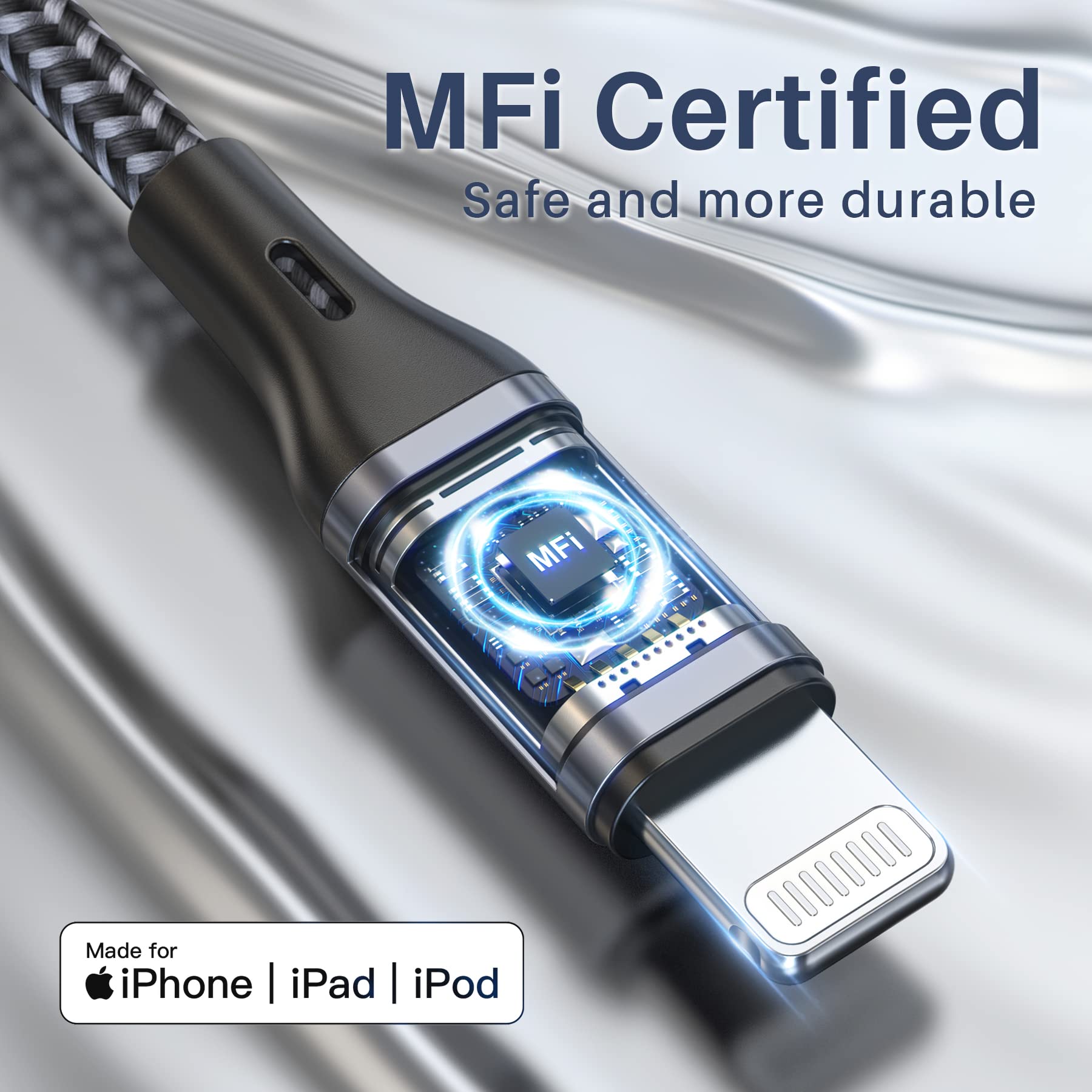 iPhone 充電ケーブル ライトニングケーブル 3M 2本セット【MFi】Lightningケーブル...