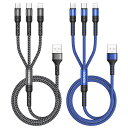 RAVIAD 3in1 充電ケーブル【2M 2本セット】USB ケーブル 3A 急速充電 3イン1 充電コード USB Type C ケーブル Micro US...