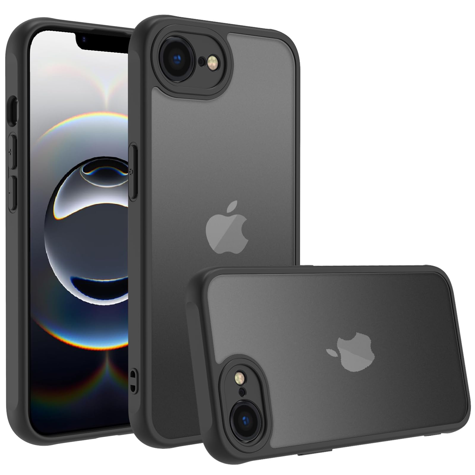 iPhone 16E 2025 ケース iphonese4 ケース スマホカバー 耐衝撃 指紋防止 滑り止め マット半透明 黄ばみなし レンズ保護 米軍MIL規格アイフォンse4 用カバー インチ PinLiSheng (ブラック, iPhone 16E 2025)