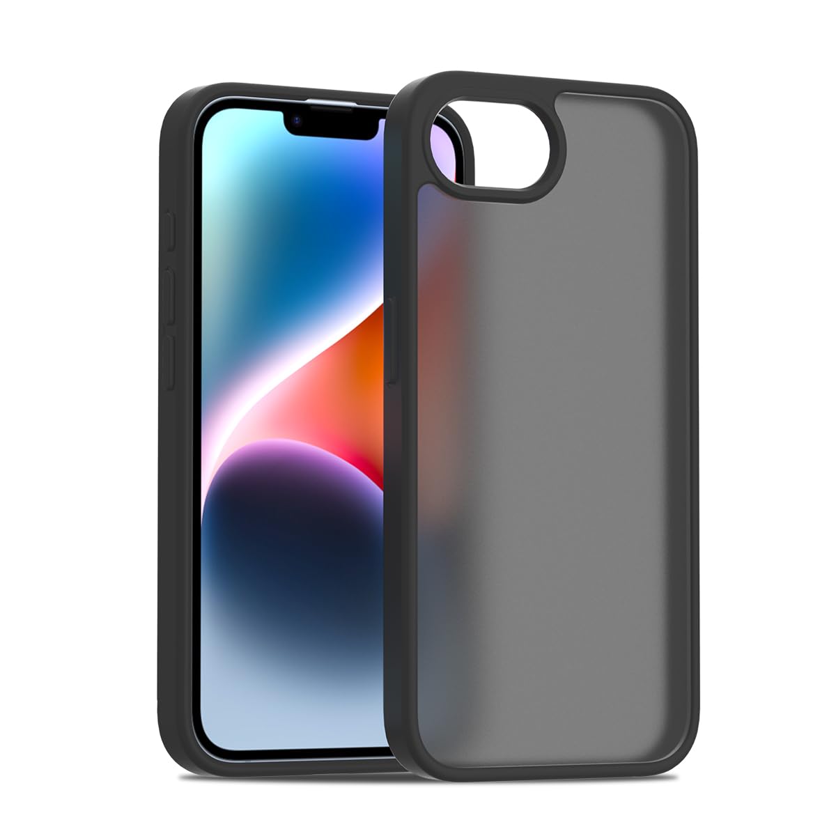 PinLiSheng iPhone 16e ケース マット感 半透明 耐衝撃 滑り止め SE4 ケース 指紋防止 米軍MIL規格 黄変防止 ワイヤレス充電対応 スマホケース(ブラック-B, iPhone 16e)(2.0)