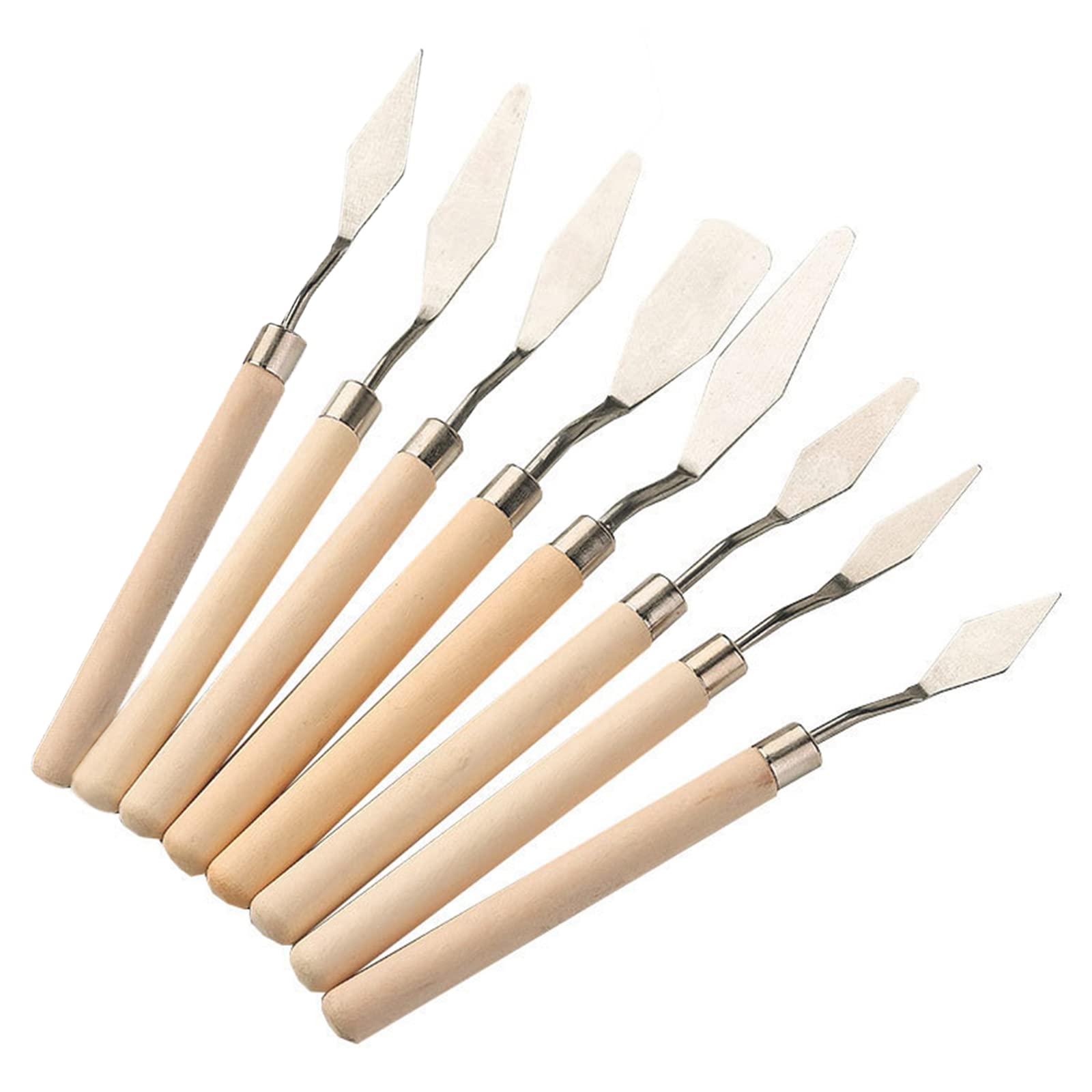 LIKENNY ペインティングナイフ 油絵 ナイフ ウッドハンドル 絵の具美術ツール ペインティングナイフ 油絵絵画用 8本セット