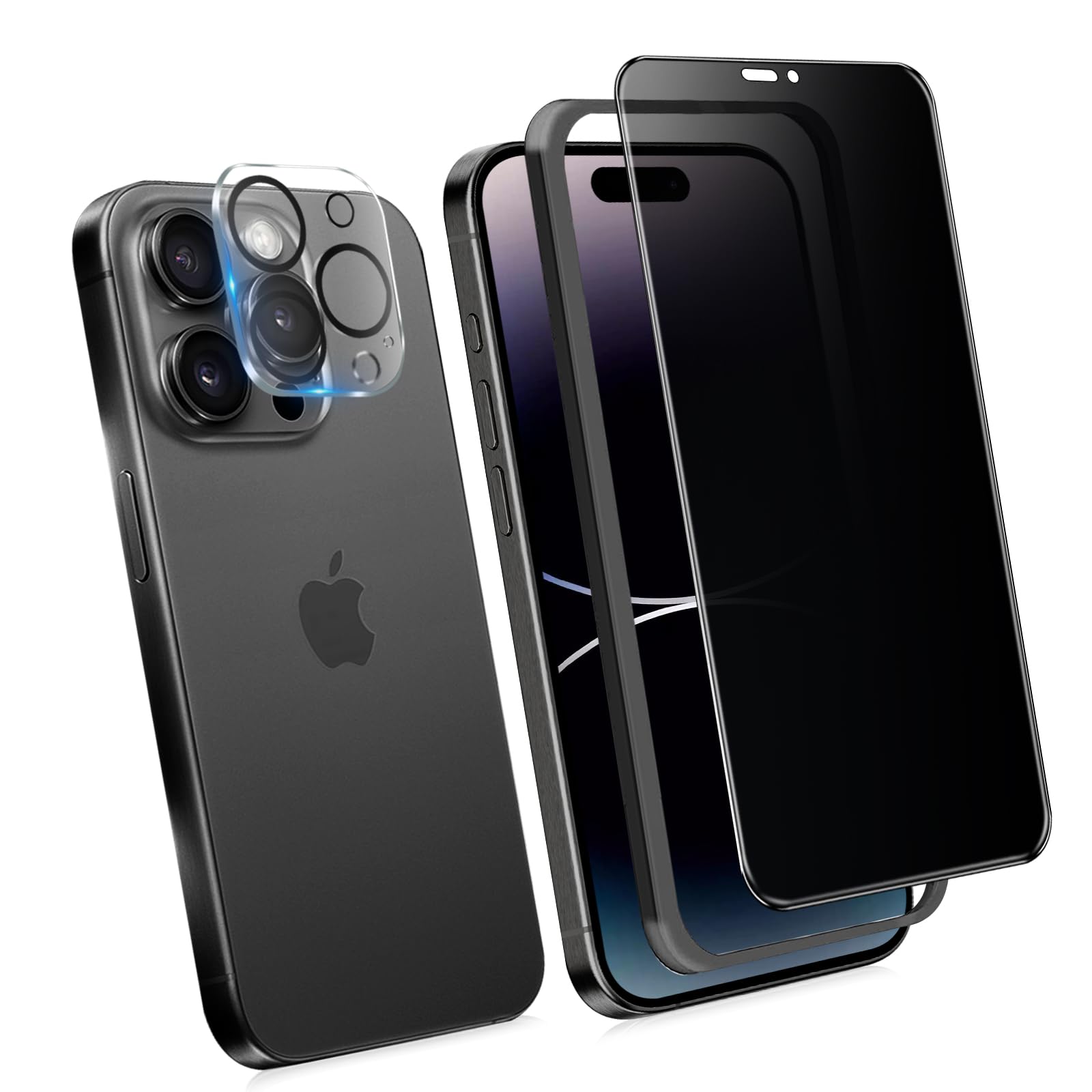 KWATUNG 360度 覗き見防止フィルム iphone 14 pro ガラスフィルム 上下左右 360°覗き見防止 いphone14p..