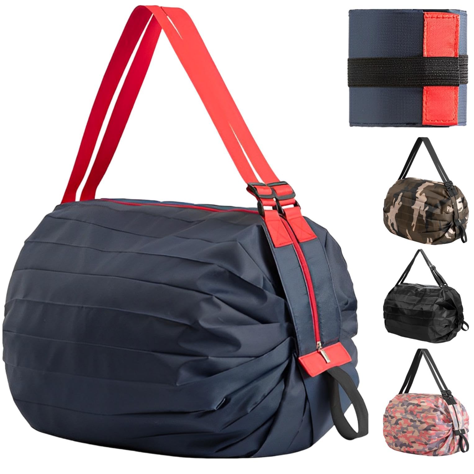 [fogman] エコバッグ 折畳み 大容量 コンパクト 買い物バッグ ショッピングバッグ おしゃれ (ブルー)