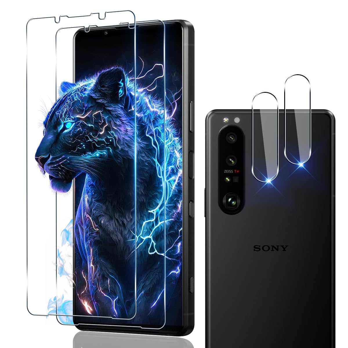 【2+2枚セット】 対応 Xperia 1 III SO-51B SOG03 ガラスフィルム (2枚) + カメラフィルム (2枚) 【日..