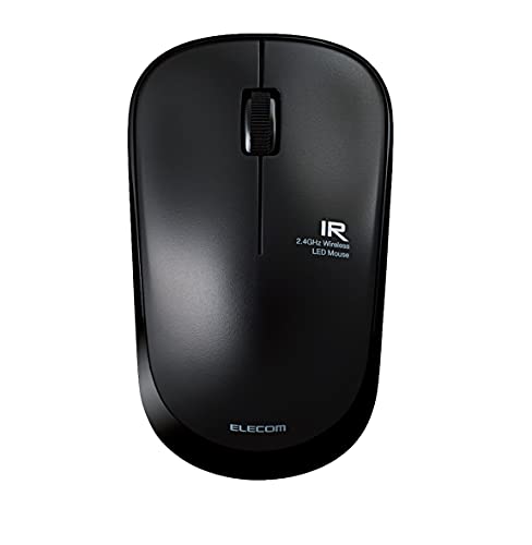 NAエレコム マウス ワイヤレス (レシーバー付属) Mサイズ 3ボタン IRセンサー 省電力 ブラック M-IR07DRBK