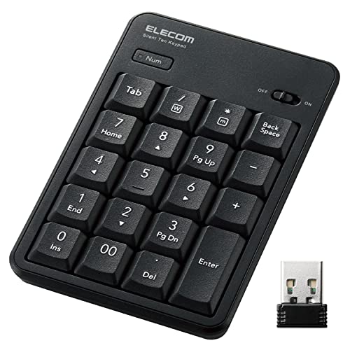 NAエレコム USB テンキー ワイヤレス 静音 抗菌 Windows/Chrome OS/macOS対応 ブラック TK-TDM022SKBK