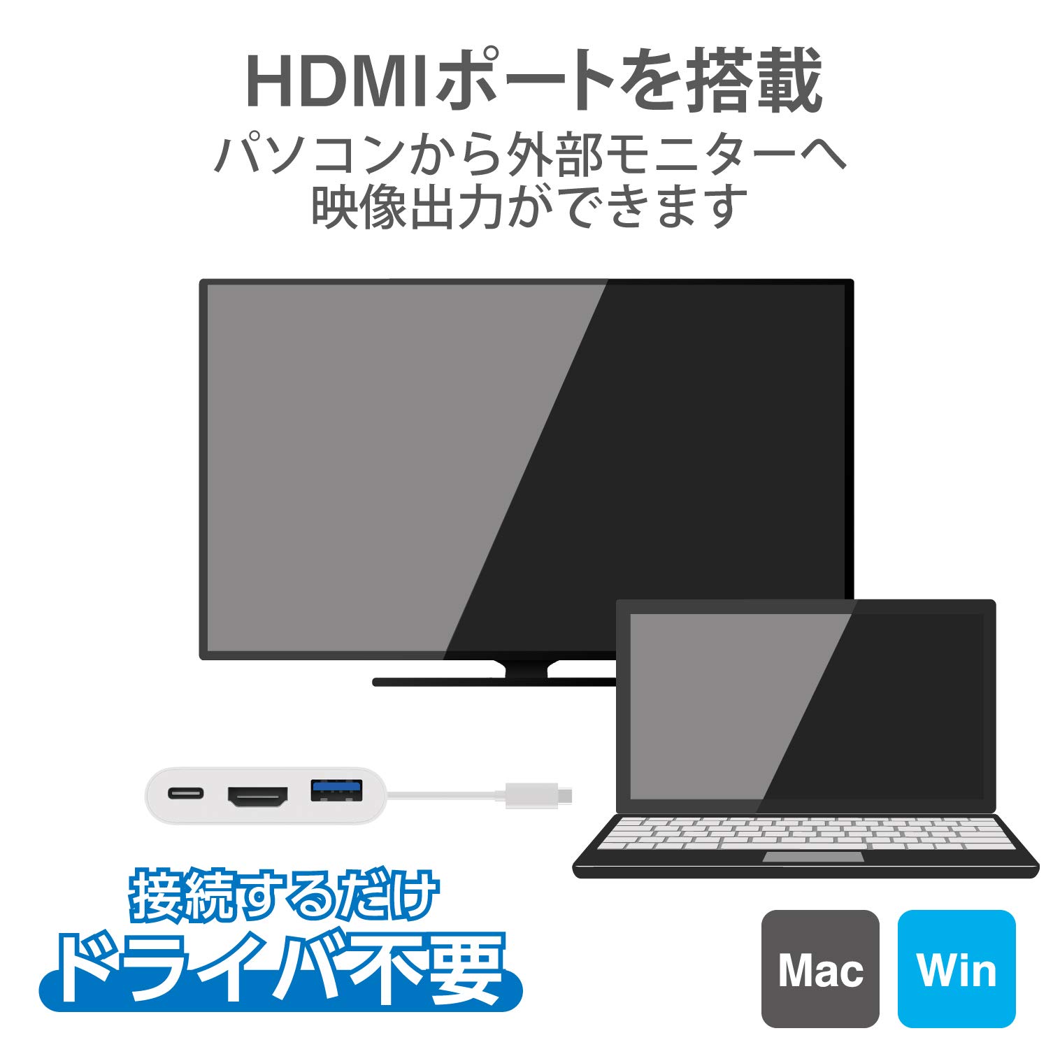 NA���쥳�� Type-C�ɥå��󥰥��ơ������ PD�б� ����&�ǡ���ž�� Type-C��1 USB3.1(Gen1)��1 HDMI��1 �����֥�Ĺ30cm �ۥ磻�� DST-C13WH