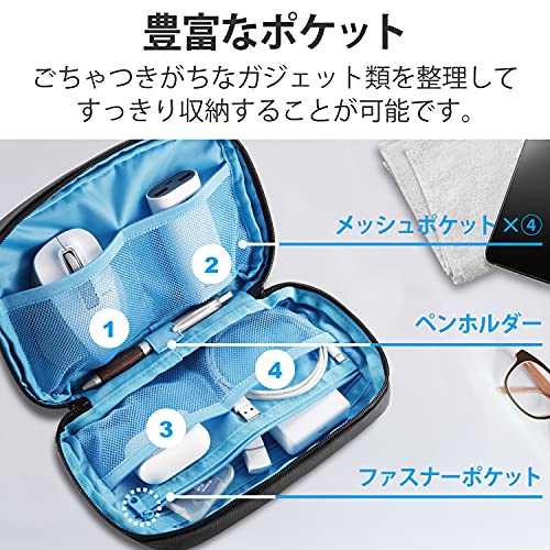 NAエレコム ガジェットポーチ ポーチ ガジェットケース 抗菌 撥水加工 止水ファスナー 固定収納 ペンホルダー ブラック BMA-GPAB01BK thrsparkle-10022326 THRSparkle サンプル画像2