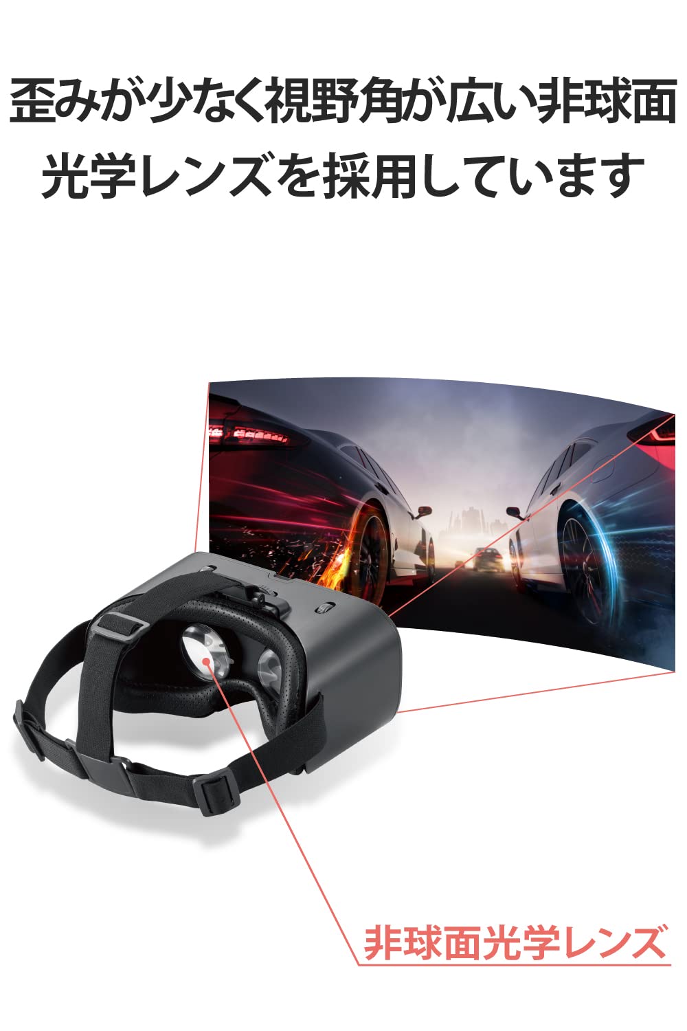 NAエレコム VRゴーグル 360度 目幅調整 ピント調整 メガネ対応 非球面光学レンズ採用 【4.7-7.0インチ以内の スマホ/iPhone 対応】 ブラック VRG-X03BK