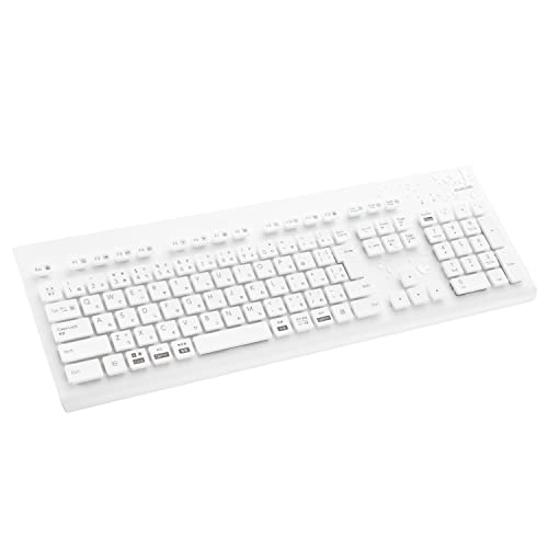 NAエレコム 洗える ワイヤレスキーボード Bluetooth 防水 IPX5対応 メンブレン フルサイズ テンキー付 抗菌 ホワイト TK-WS03BMKWH