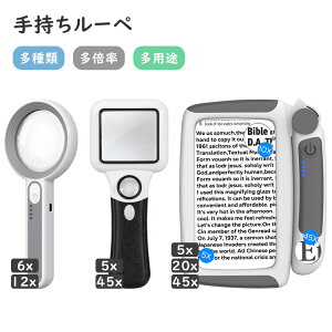 \★P15倍★10/31迄/ルーペ 手持ちルーペ LED付き USB充電式 虫眼鏡 拡大鏡 6+12倍高倍率 2in1 デュアルレンズ 読書用拡大鏡 ハンドヘルド 65mm内径 光学ガラスレンズ 耐衝撃 新聞 コンパクト 携帯便利 細かい作業 昆虫/植物観察
