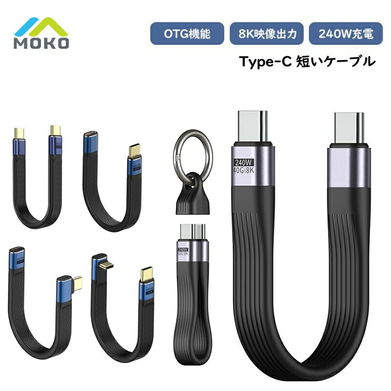 USB4.0 Type-C 変換ケーブル 短い Type-C イヤホンケーブル L字 USB 変換アダプタ L型 OTG機能 240W PD充電 タイプC 延長ケーブル キーホルダー付き 急速充電 40Gbpsデータ転送 映像出力 音楽 USBメモリ/外付けSSD/カードリーダ/イヤホン iPhone16 17 MacBook iPad Switch 2