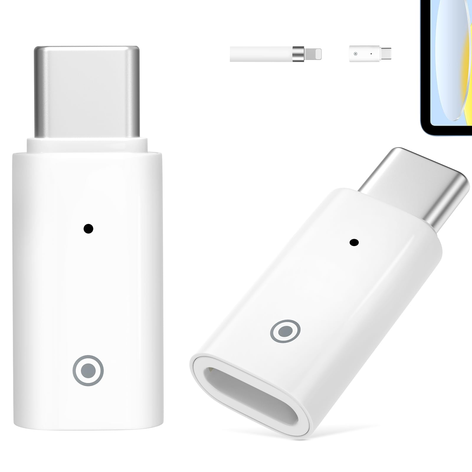 Apple USB-C - Apple Pencilアダプタ iPad 第10世代対応 2個セット （Bluetoothペアリング不可） TiMOVO ライトニング To USB-C変換アダプタ アップルペンシル第1世代専用 ライトニングメスからType-Cオスに変換用アダプター Apple Pencil第1世代充電 アダプタ White