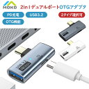 2in1デュアルポート USB Type-C Type-A OTG 変換アダプタ イヤホン USB3.2 100W PD充電 10Gbps高速データ転送 タイプ...