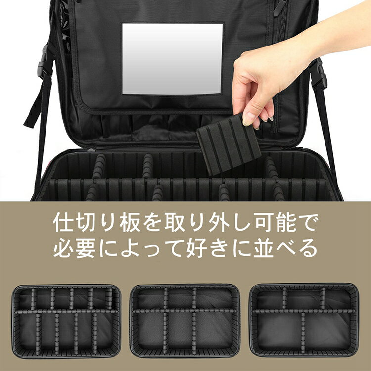 メイクボックスLuxspireコスメボックスメイクブラシバッグEVA化粧ポーチコスメポーチメイクポーチ40*29*14CM鏡肩掛けベルト付きプロ用仕切り持ち運び防塵收納抜群置き方調整可能通勤・出張・旅行用機能的收納大容量衝撃吸収化粧品収納収納ケース