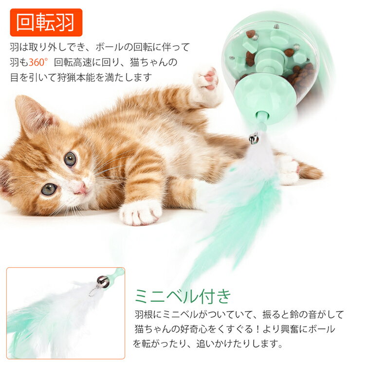 ボール猫おやつボール餌入れボール猫早食い猫遊びおもちゃPawabooだまるボール360度回転電動式知育玩具ボールおもちゃLED光るボールIQステップボールキャットトイ猫ちゃん大興奮運動不足対策犬猫兼用ストレス解消お留守番羽二つ+ドライバー付き