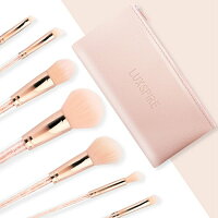 【母の日ギフト】メイクブラシセットLuxspireフェイスブラシチークブラシ化粧筆コスメブラシ繊細な人工毛毛質やわらかい肌に優しい収納袋つき7本セット誕生日プレゼントギフト人気pinkBlack