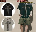 ☆スーパーセール特設会場!+ポイント最大47倍!!☆AT-DIRTY BASEBALL S/S SHIRT BLACK GRAY アットダーティー 半袖シャツ ベースボールシャツ レーヨン パイピング ビンテージ クラッシック カジュアル ファッション アメカジ バイカー