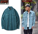 ☆スーパーセール期間限定SALE22%OFF☆AT-DIRTY VENICE L/S SHIRT SAX アットダーティー ワークシャツ コーデュロイ 長袖シャツ 刺繡 ビンテージ クラッシック カジュアル ファッション アメカジ バイカー 2021aw