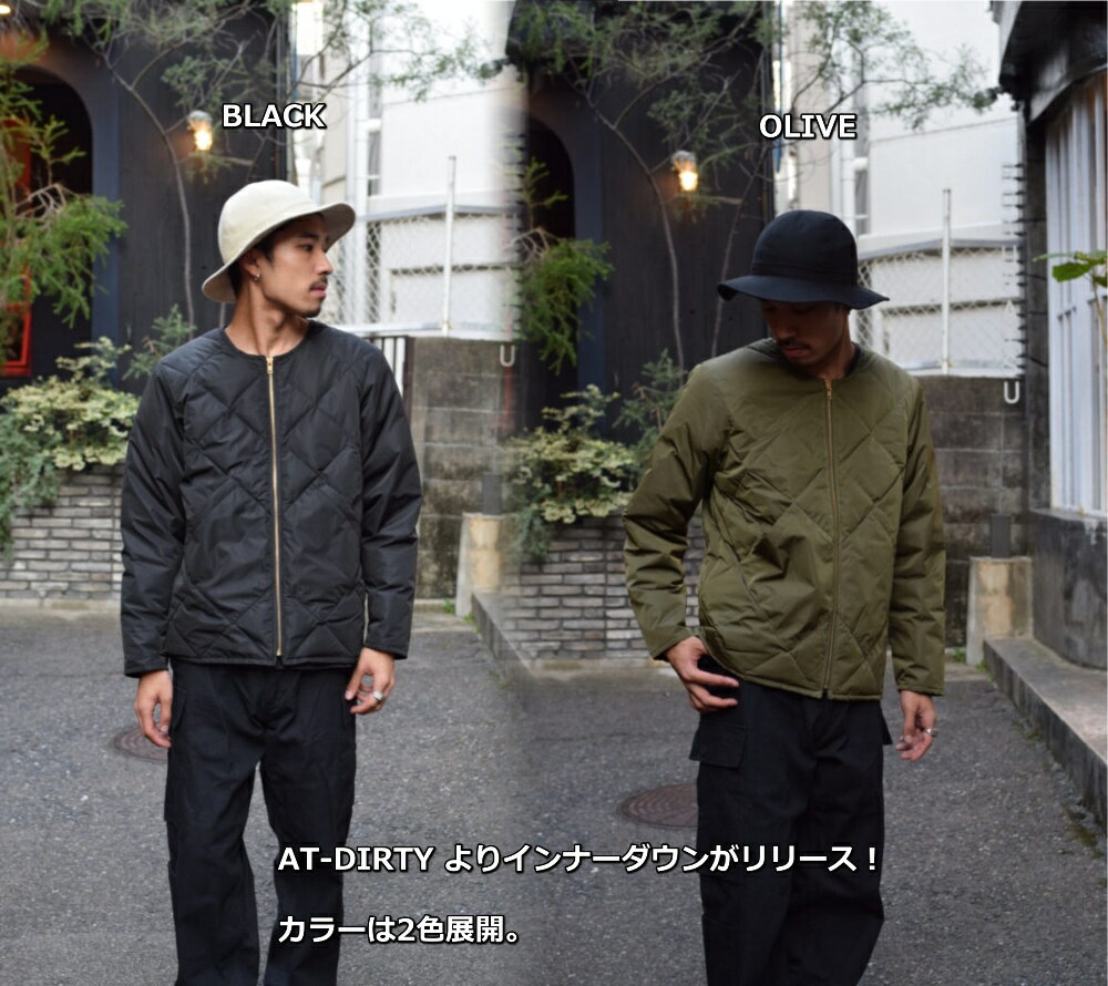 ☆スーパーセールほぼ全品SALE価格+最大47.5倍！！☆AT-DIRTY ATD FOLD DOWN JACKET BLACK/OLIVE アットダーティー ダウンジャケット インナーダウン ジャケット ダウン フェザー キャンプ ビンテージ クラッシック カジュアル アメカジ バイカー thugrise-10006480 Thug Rise サンプル画像3