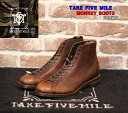 ☆当店限定5％OFFクーポン ポイント2倍☆TAKE FIVE MILE MONKEY BOOTS BROWN テイクファイブマイル ブーツ モンキーブーツ 本革 エンボスレザー ワークブーツ モックトゥ シューズ グッドイヤーウェルト ビンテージ