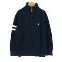 ポロ・ラルフローレン コットンニット ハーフジップセーター 厚手 キッズ 男の子用 120サイズ 紺白 POLO RALPH LAUREN 【中古】