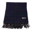 ダックス マフラー ウール100% カシミヤ混 チェック柄 フリンジ メンズ ネイビー DAKS 【中古】