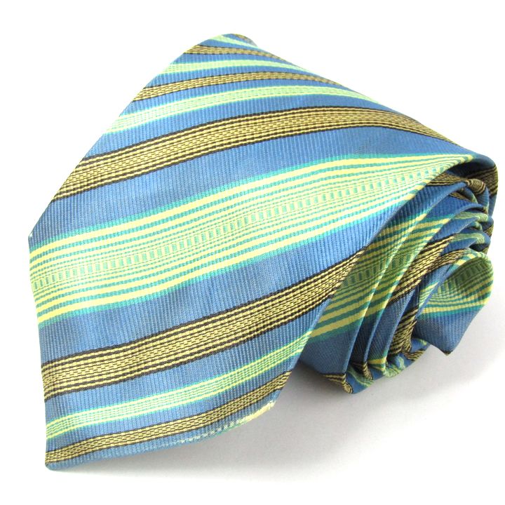 バリー ネクタイ ストライプ柄 高級 シルク メンズ ブルー BALLY 【中古】