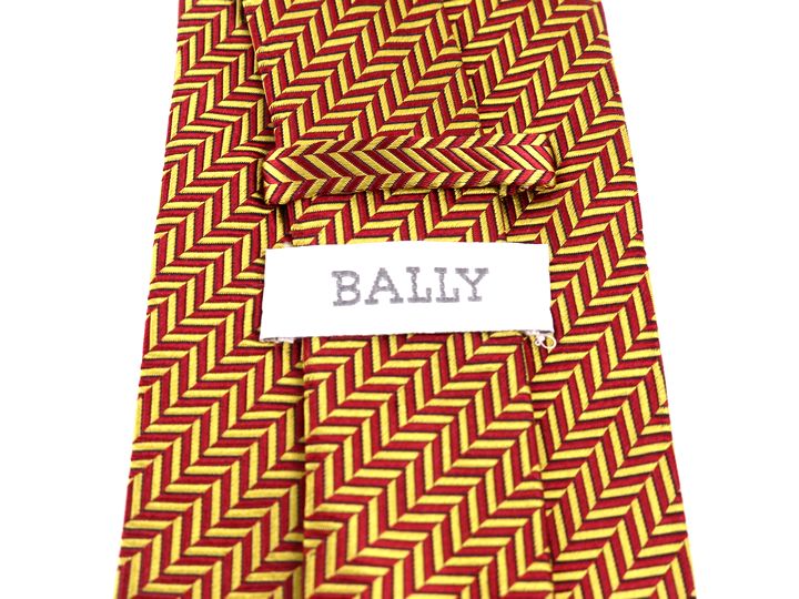 バリー ネクタイ 総柄 ヘリンボーン 高級 シルク イタリア生地 メンズ ブラウン BALLY 【中古】